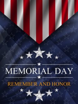 memorial day remember and honor on stars and strips background